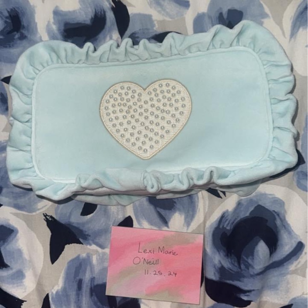 Stoney Clover Lane blue velvet small pouch SCL